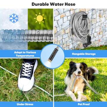 Durable 50FT Stainless Steel Garden Hose with Multi Nozzle
