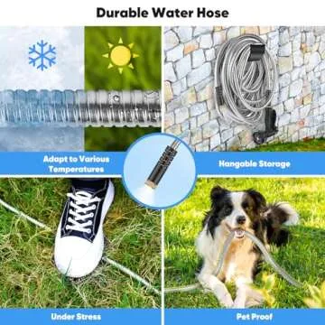 Durable 50FT Stainless Steel Garden Hose with Multi Nozzle
