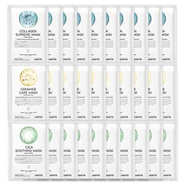 #OOTD Hydrating Soothing Sheet Masks Gift Set for Skincare, Korean Vegan Sheet Mask for Dry, Sensiti...