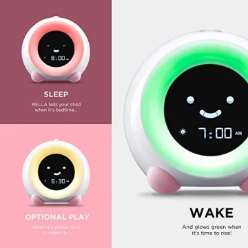 LittleHippo MELLA: Ready to Rise Children's Sleep Trainer, Night Light, Sound Machine and OK to Wake Alarm Clock for Toddlers and Kids - Blush Pink