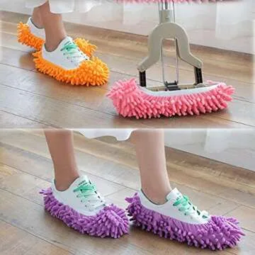 ICEN 10Pcs Mop Slippers Shoes Cover, Soft Washable Reusable Covers Microfiber Dust Mops Socks for Women Men Kids Foot Hair Cleaners Sweeping Tool House Office Bathroom Kitchen slipper cover