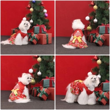 CuteBone Dog Mesh Dress Christmas Puppy Sundress for Small Dogs
