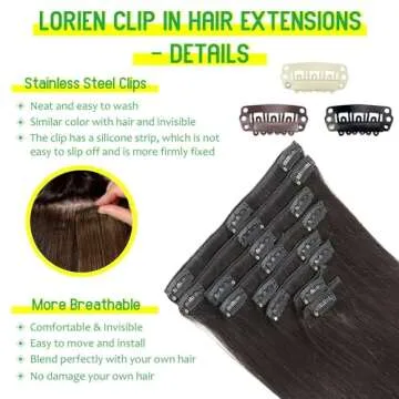 LORIEN Clip-in Human Hair Extensions 18 Inch Natural Black