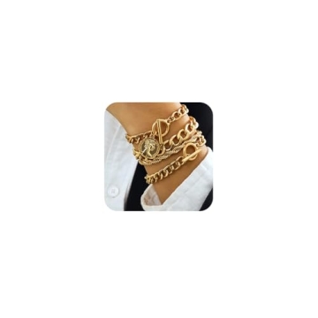 fxmimior Boho Fashion Dainty Simple Gold Silver Chain Stackable Bracelets Set for Women Adjustable B...