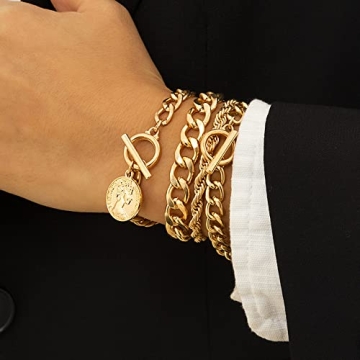Elegant Adjustable Gold Silver Stackable Bracelets Set