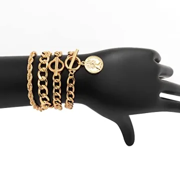 Elegant Adjustable Gold Silver Stackable Bracelets Set