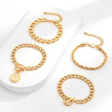 Elegant Adjustable Gold Silver Stackable Bracelets Set