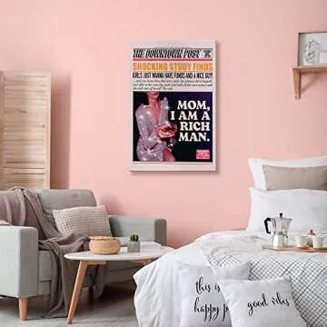 VERENIX Funky Wall Art Groovy poster Print Hot Girls Drink Champagne Preppy Pictures Trendy Newspapers Wall Decor for Living Room Bar Cart 16x24''