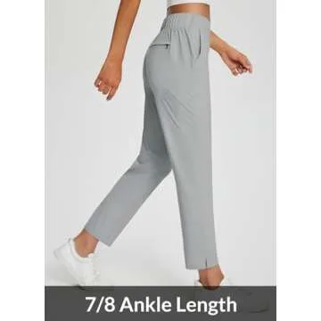 BALEAF Womens Work Pants Stretch Petite Dressy Slacks with Pockets Travel Golf Business Casual Light Grey M