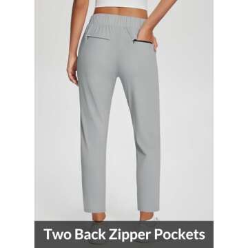 BALEAF Womens Work Pants Stretch Petite Dressy Slacks with Pockets Travel Golf Business Casual Light Grey M