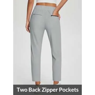 BALEAF Womens Work Pants Stretch Petite Dressy Slacks with Pockets Travel Golf Business Casual Light Grey M