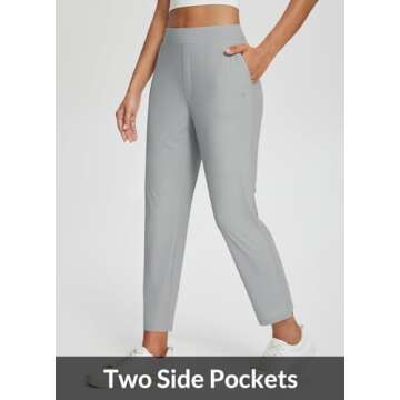 BALEAF Womens Work Pants Stretch Petite Dressy Slacks with Pockets Travel Golf Business Casual Light Grey M