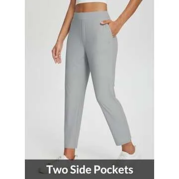 BALEAF Womens Work Pants Stretch Petite Dressy Slacks with Pockets Travel Golf Business Casual Light Grey M