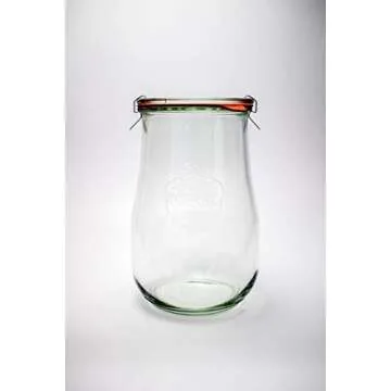 Weck Jars - Weck Tulip Jars 1.5 Liter- Large Glass Jars for Sourdough - Starter Jar with Glass Lid - Wide Mouth - Suitable for Canning and Storage - (1 Jar)