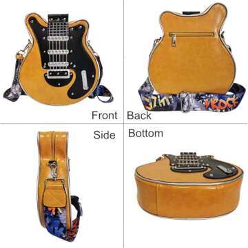 generic Women Guitar Shaped Crossbody Bag Unique PU Leather Shoulder Bag Novelty Music Guitar Purse(...