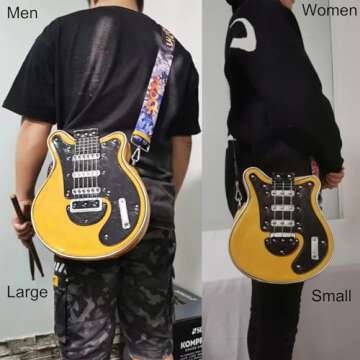 generic Women Guitar Shaped Crossbody Bag Unique PU Leather Shoulder Bag Novelty Music Guitar Purse(Yellow)