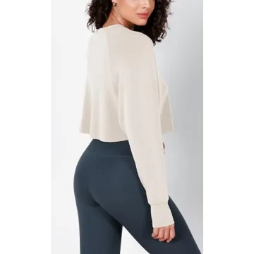 ODODOS Modal Cropped Sweatshirt with Thumb Holes Women