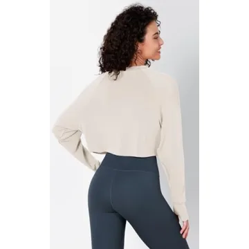 ODODOS Modal Cropped Sweatshirt with Thumb Holes Women