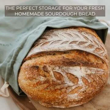 Beautiful Linen Bread Bag and Proofing Cover For Homemade Sourdough Bread - Keeps Your Loaf Fresh for Days - Reusable and Easy to Clean Storage Bag, The Perfect Baking Accessories
