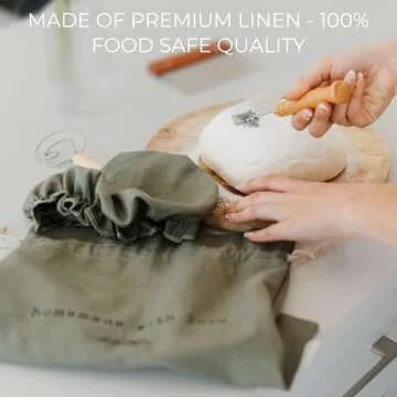 Beautiful Linen Bread Bag and Proofing Cover For Homemade Sourdough Bread - Keeps Your Loaf Fresh for Days - Reusable and Easy to Clean Storage Bag, The Perfect Baking Accessories