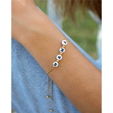 14k Gold Mama Bracelet - Adjustable Mom Jewelry Gift