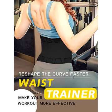 KOOCHY Waist Trainer for Women - Waist Trimmer Back Support Belt Sweat Wrap for Weight Loss Workout ...
