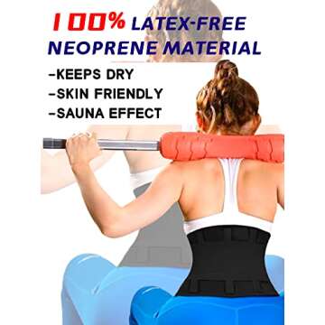 KOOCHY Waist Trainer for Women - Waist Trimmer Back Support Belt Sweat Wrap for Weight Loss Workout Fitness Gym Sport(Black,L)