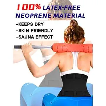 KOOCHY Waist Trainer for Women - Waist Trimmer Back Support Belt Sweat Wrap for Weight Loss Workout Fitness Gym Sport(Black,L)