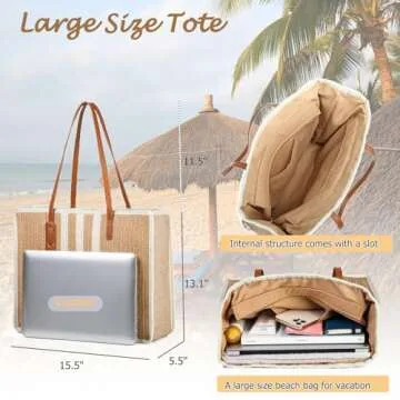 YIKOEE Large Straw Tote Bag for Summer Adventures