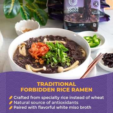 Lotus Foods Organic Forbidden Rice Ramen With Miso Soup - Gluten Free Ramen Noodles, Whole Grain Noo...