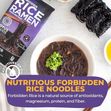 Lotus Foods Organic Forbidden Rice Ramen With Miso Soup - Gluten Free Ramen Noodles, Whole Grain Noodles, Organic Vegan Ramen, Rice Noodles, Miso Soup - 2.8 Oz Bags (Pack of 10)