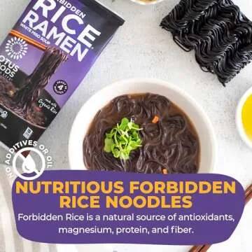 Lotus Foods Organic Forbidden Rice Ramen With Miso Soup - Gluten Free Ramen Noodles, Whole Grain Noodles, Organic Vegan Ramen, Rice Noodles, Miso Soup - 2.8 Oz Bags (Pack of 10)