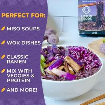 Lotus Foods Organic Forbidden Rice Ramen With Miso Soup - Gluten Free Ramen Noodles, Whole Grain Noodles, Organic Vegan Ramen, Rice Noodles, Miso Soup - 2.8 Oz Bags (Pack of 10)