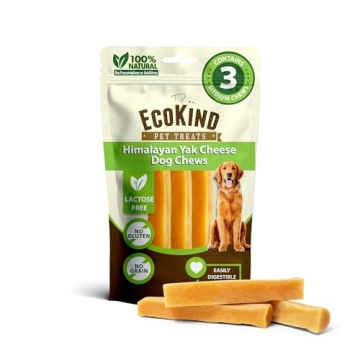EcoKind Premium Gold Yak Cheese Himalayan Dog Chews, Healthy Dog Treats for Medium Dogs, All Natural...