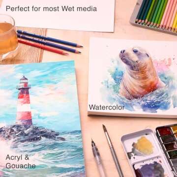 ARTISTO Watercolor Pads 9x12”, Pack of 2 (60 Sheets), Glue Bound, Acid-Free Paper, 140lb (300gsm), Perfect for Most Wet & Dry Media, Ideal for Beginners, Artists & Professionals