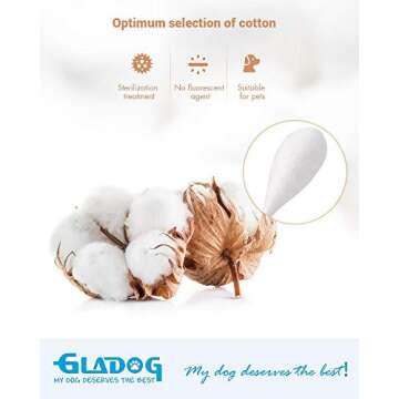 GLADOG 6 Inch Professional Large Cotton Buds for Dogs, Specially Designed Dog Cotton Buds with Wood ...
