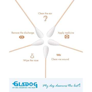 GLADOG 6 Inch Cotton Buds for Safe Dog Ear Cleaning