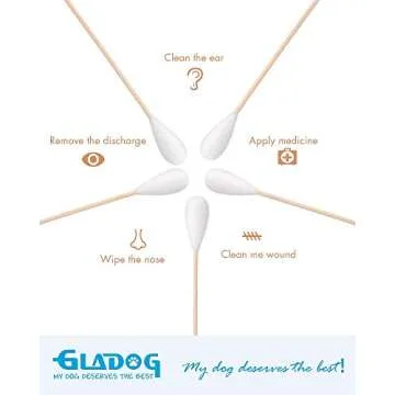 GLADOG 6 Inch Cotton Buds for Safe Dog Ear Cleaning