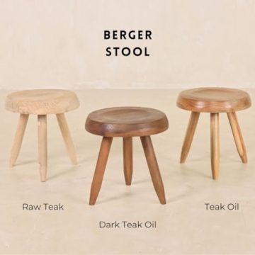 TREEHAUSE Berger Milking Stool with Reclaimed Teak Design