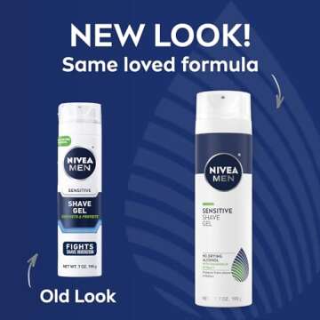 NIVEA MEN Sensitive Shave Gel with Vitamin E, Soothing Chamomile and Witch Hazel Extracts, No Drying Alcohols, 3 Pack of 7 Oz Cans