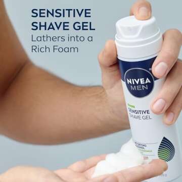 NIVEA MEN Sensitive Shave Gel with Vitamin E, Soothing Chamomile and Witch Hazel Extracts, No Drying Alcohols, 3 Pack of 7 Oz Cans