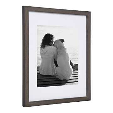 DesignOvation Gallery Wood Photo Frame Set for Customizable Wall Display, Charcoal Gray 11x14 matted to 8x10, Pack of 4
