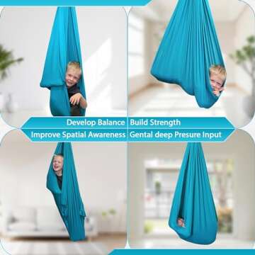 Sensory Swing for Kids | 360° Hardware Indoor | Therapy Tool for Special Needs Snuggle Grey Cuddle Hammock Gray Swing | for Children with Autism, ADHD, Aspergers, Sensory Integration