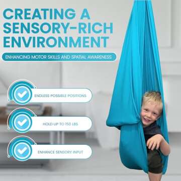 Sensory Swing for Kids | 360° Hardware Indoor | Therapy Tool for Special Needs Snuggle Grey Cuddle Hammock Gray Swing | for Children with Autism, ADHD, Aspergers, Sensory Integration