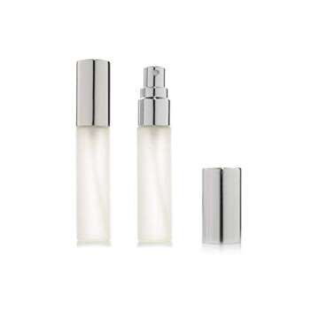 Enslz 6 pcs Frosted Fine Mist 10ml1/3oz Atomizer Glass Bottle Vial Spray Refillable Fragrance Perfume Empty Scent Bottle 2 pcs 3ML Free Pipette (10ml, Silver)