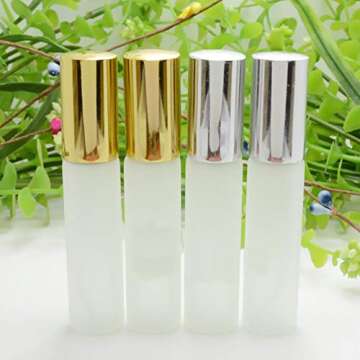 Enslz 6 pcs Frosted Fine Mist 10ml1/3oz Atomizer Glass Bottle Vial Spray Refillable Fragrance Perfume Empty Scent Bottle 2 pcs 3ML Free Pipette (10ml, Silver)