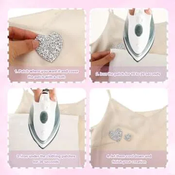 Rhinestone Heart Patches for Stylish Clothing Repair