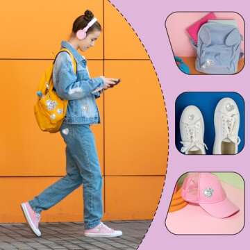 Rhinestone Heart Patches for Stylish Clothing Repair