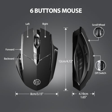 INPHIC Silent Rechargeable Bluetooth Mouse Multi-Device