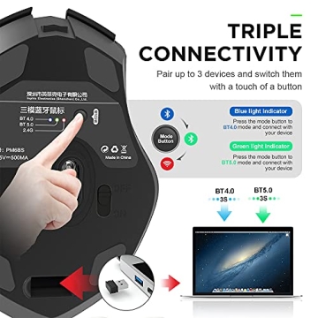 INPHIC Silent Rechargeable Bluetooth Mouse Multi-Device